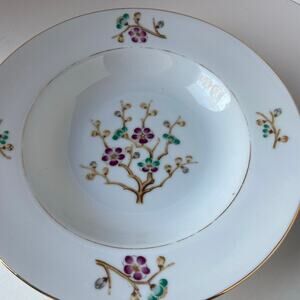 Narumi China Japan Rim Soup Bowl Bowls (4) Early Spring Round Gold Trim